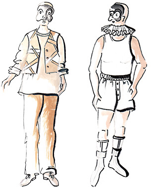 Croquis du costume d'Arlequin