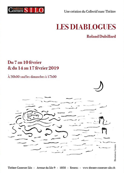 Affiche: Les Diablogues, mise en sc�ne de Jo Boegli, costumes Karine Dubois, de Roland Dubillard, illustration Louisa
